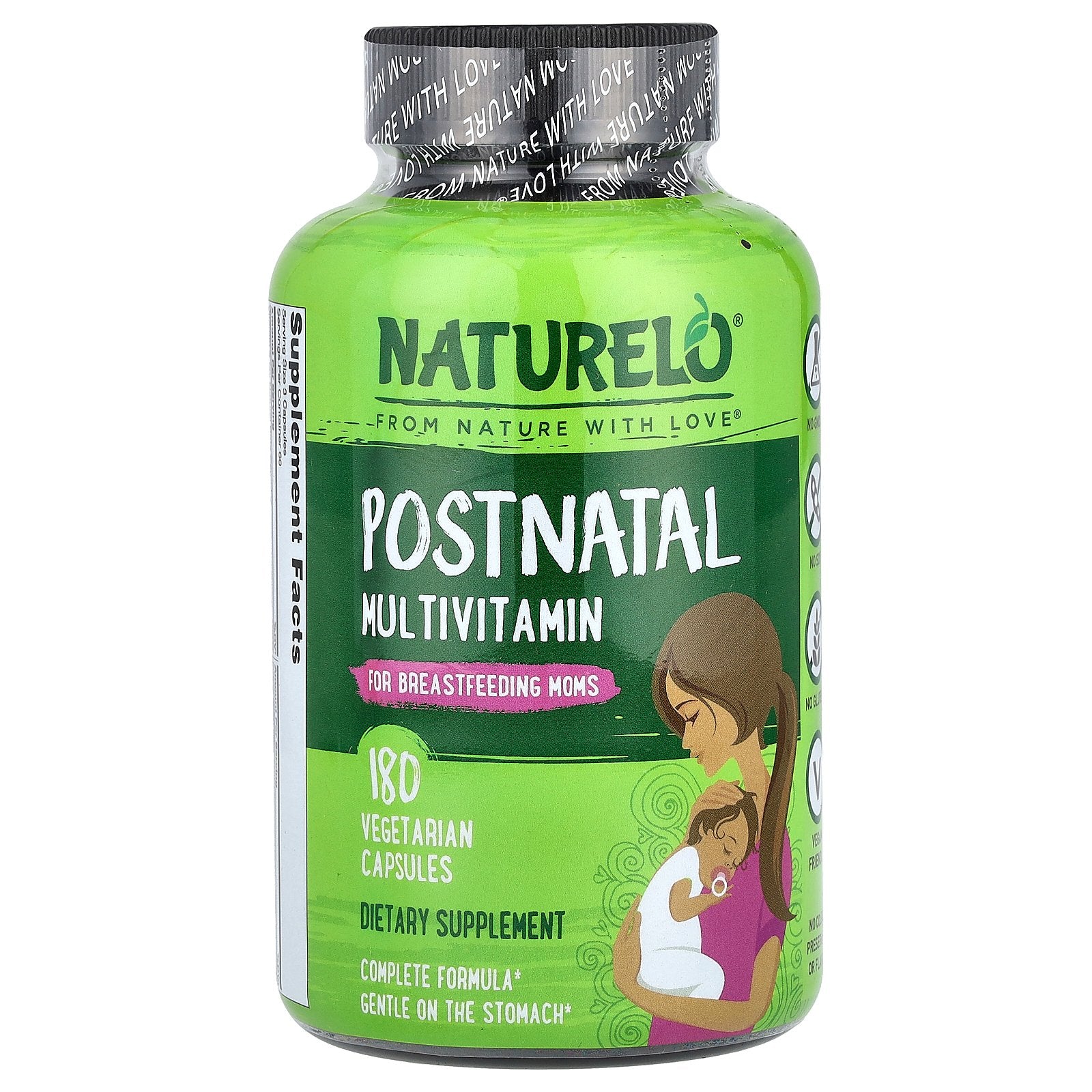 NATURELO, Postnatal Multivitamin for Breastfeeding Moms, 180 Vegetarian Capsules