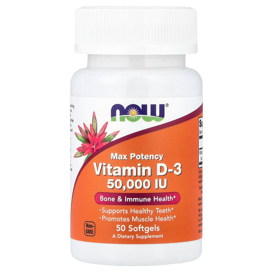 NOW Foods, Vitamin D-3, Max Potency, 50,000 IU, 50 Softgels