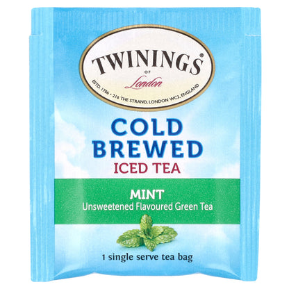 Twinings, Cold Brewed Iced Tea, Green Tea, Unsweetened, Mint, 20 Single Serve Tea Bags, 1.41 oz (40 g)