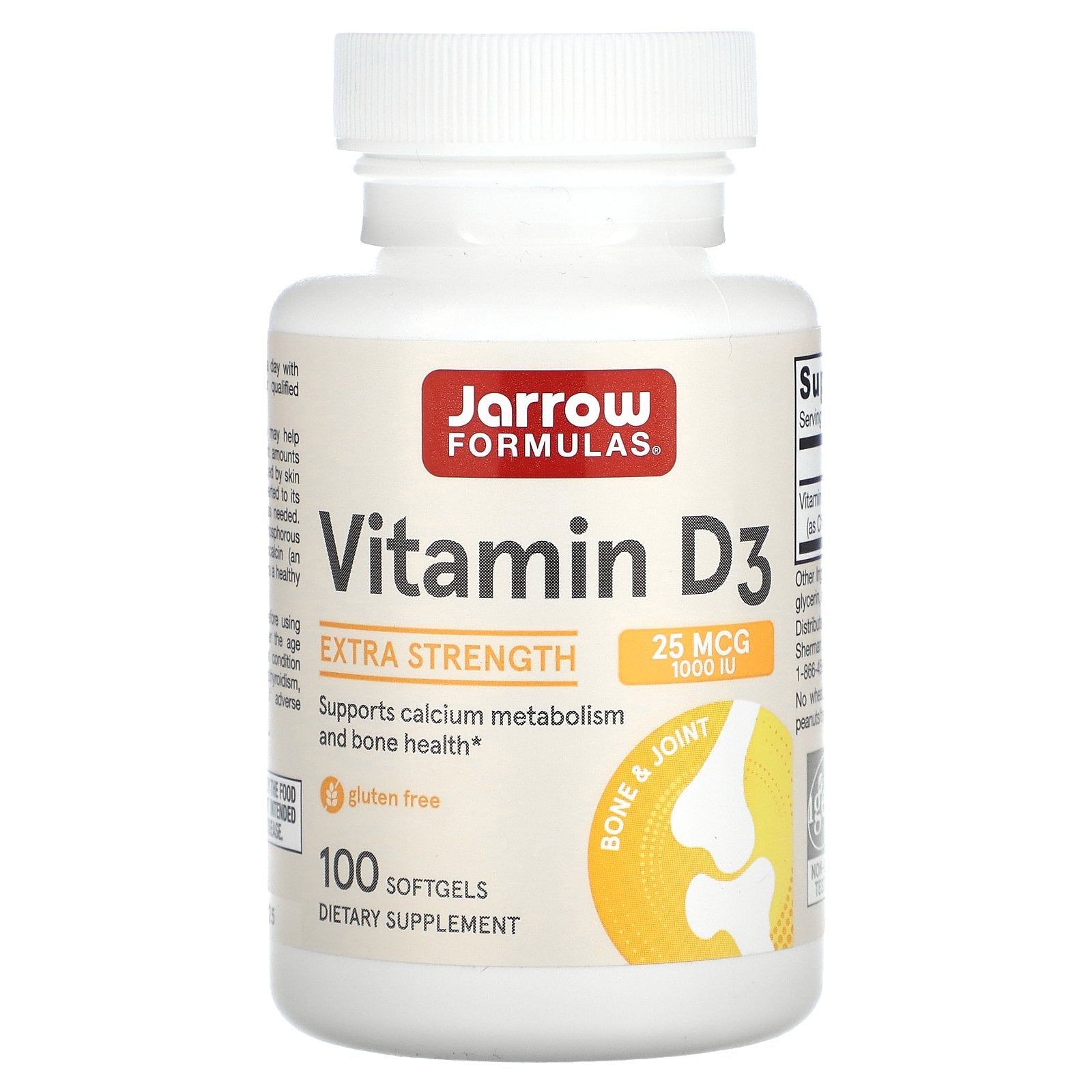 Jarrow Formulas, Vitamin D3, Extra Strength, 25 mcg (1,000 IU), 100 Softgels