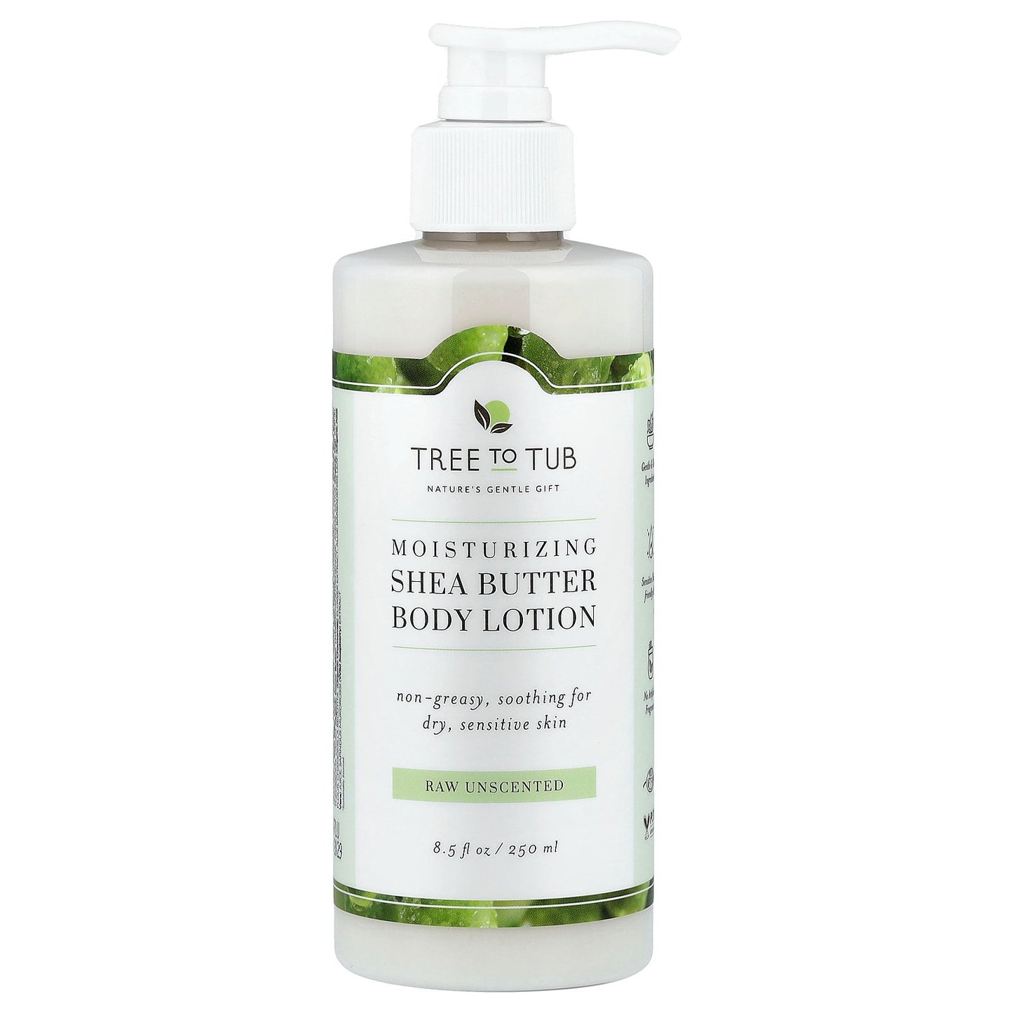 Tree To Tub, Shea Butter Moisturizing Body Lotion, For Dry, Sensitive Skin, Raw Unscented , 8.5 fl oz (250 ml)