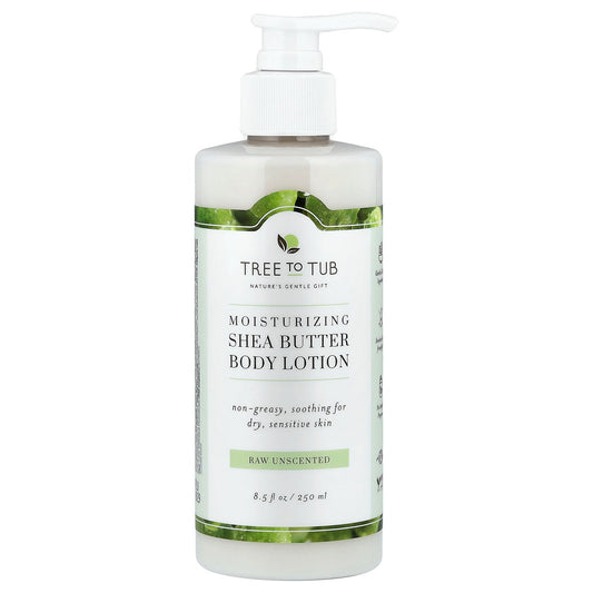 Tree To Tub, Shea Butter Moisturizing Body Lotion, For Dry, Sensitive Skin, Raw Unscented , 8.5 fl oz (250 ml)