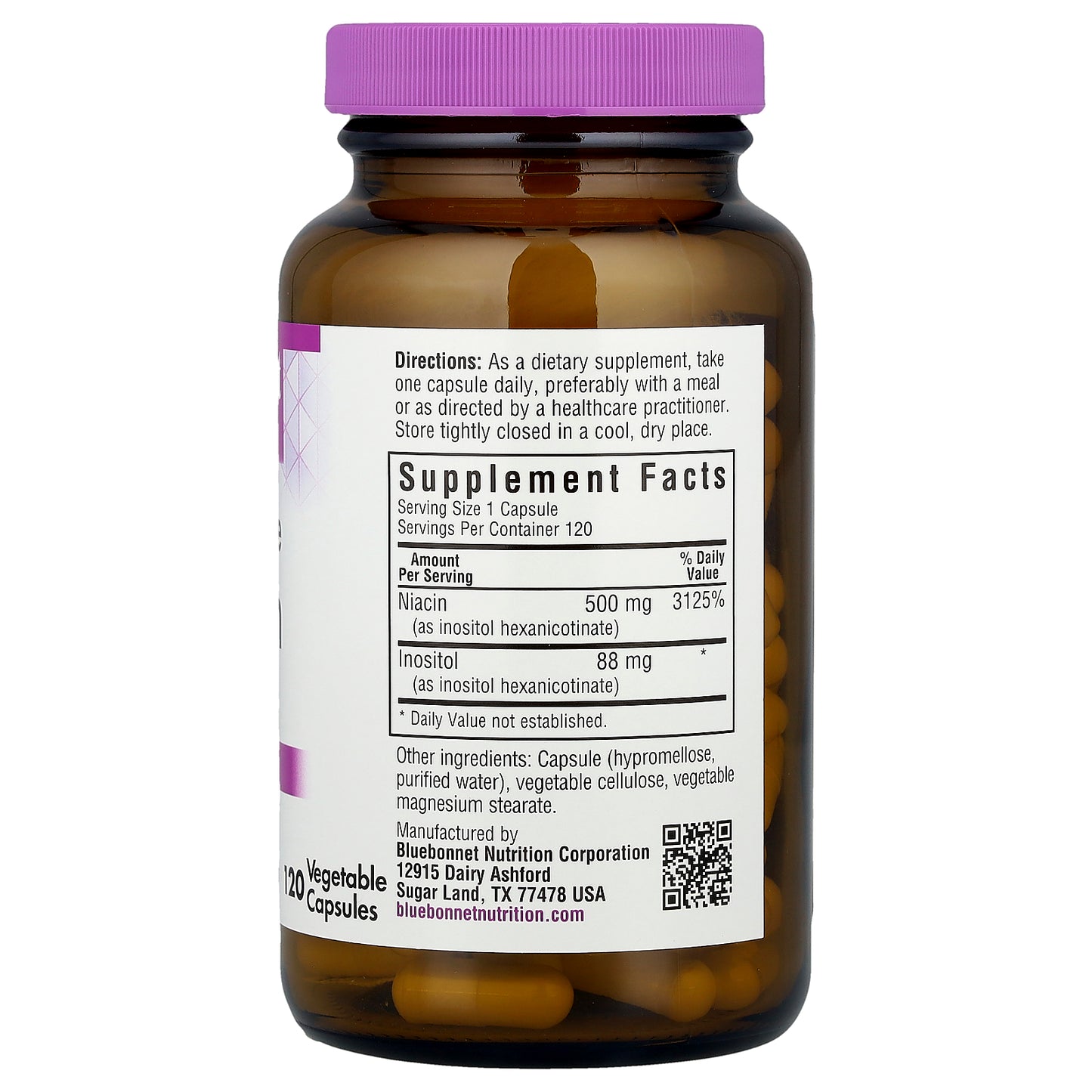 Bluebonnet Nutrition, Flush-Free Niacin, 120 Vegetable Capsules