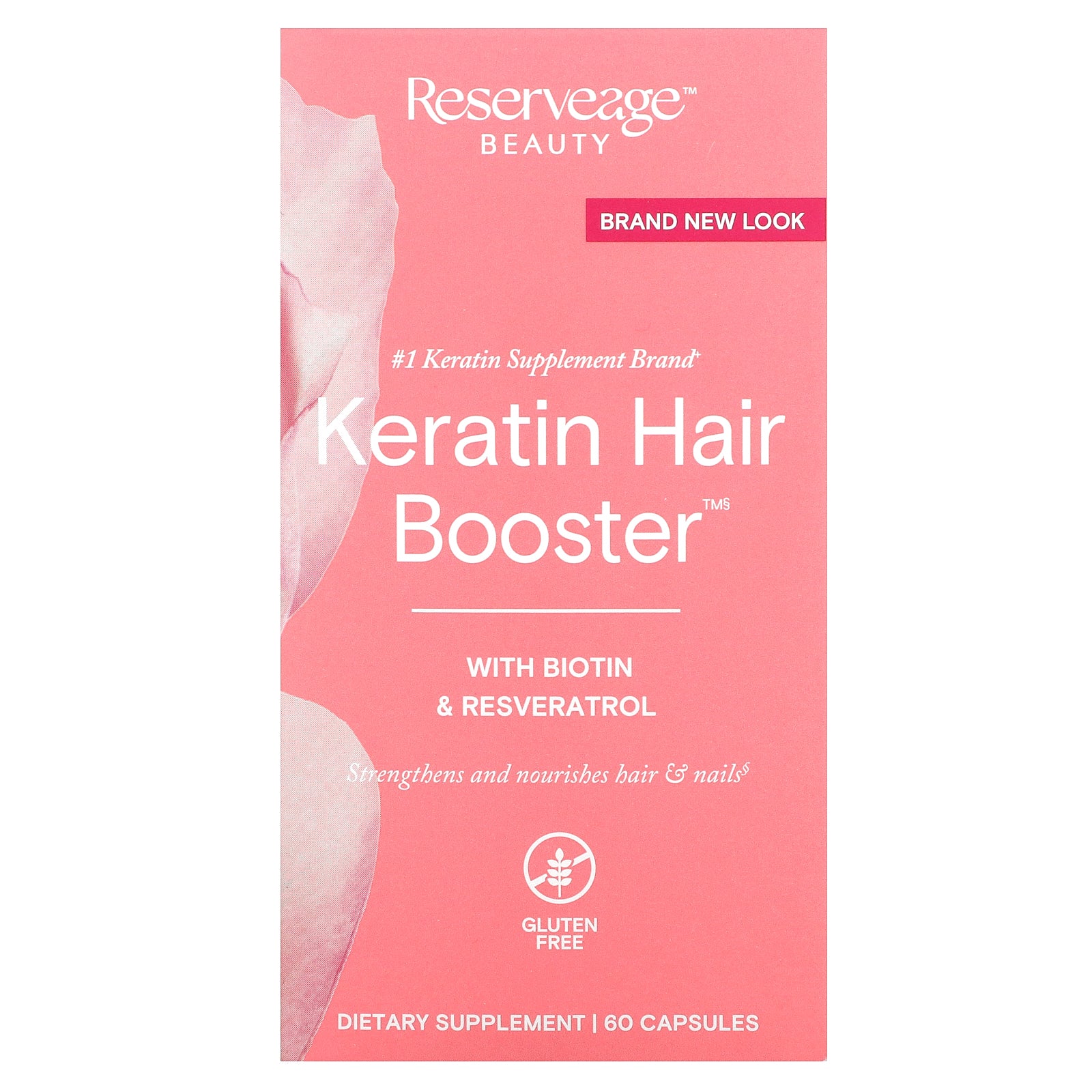 Reserveage Beauty, Keratin Hair Booster with Biotin & Resveratrol, 60 Capsules