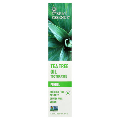 Desert Essence, Tea Tree Oil Toothpaste, Fennel, 6.25 oz (176 g)