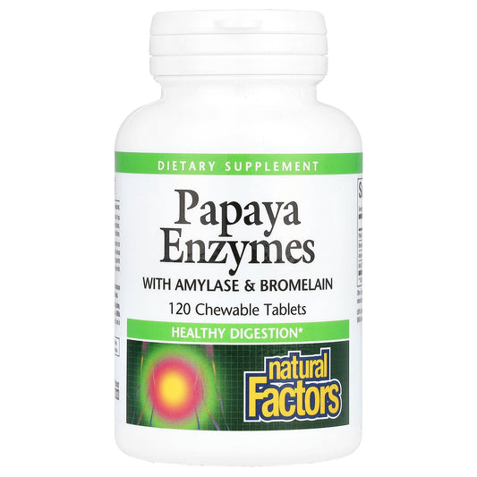 Natural Factors, Papaya Enzymes with Amylase & Bromelain, 120 Chewable Tablets