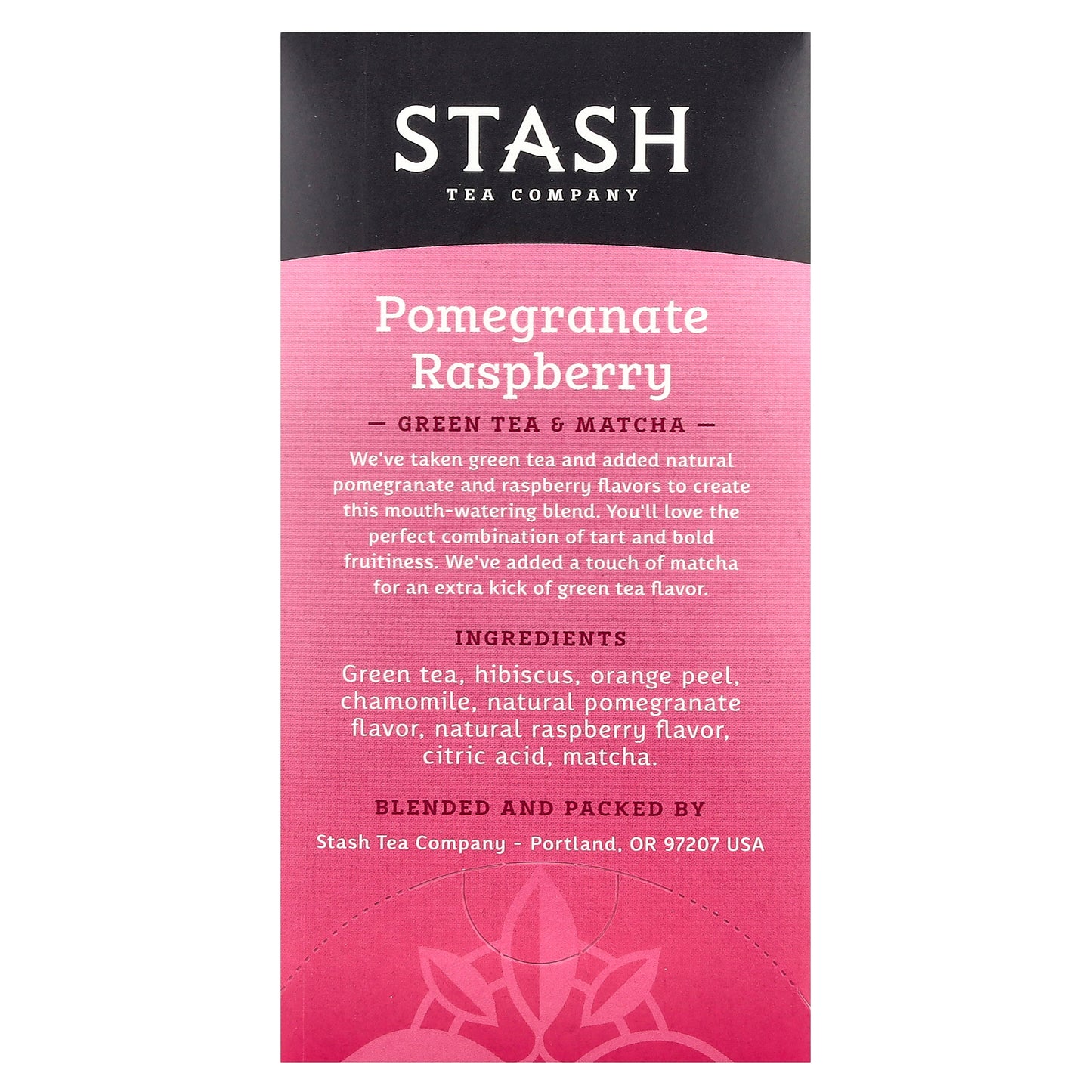 Stash Tea, Green Tea & Matcha, Pomegranate Raspberry, 18 Tea Bags, 1.2 oz (36 g)