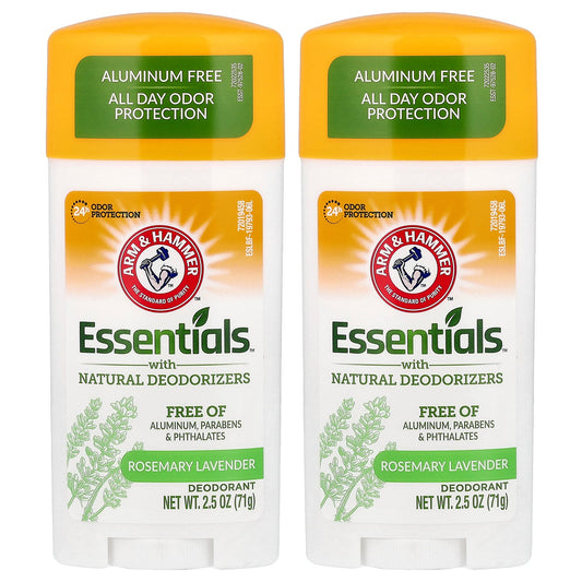 Arm & Hammer, Essentials™ with Natural Deodorizers, Deodorant, Rosemary Lavender, 2 Pack, 2.5 oz (71 g) Each