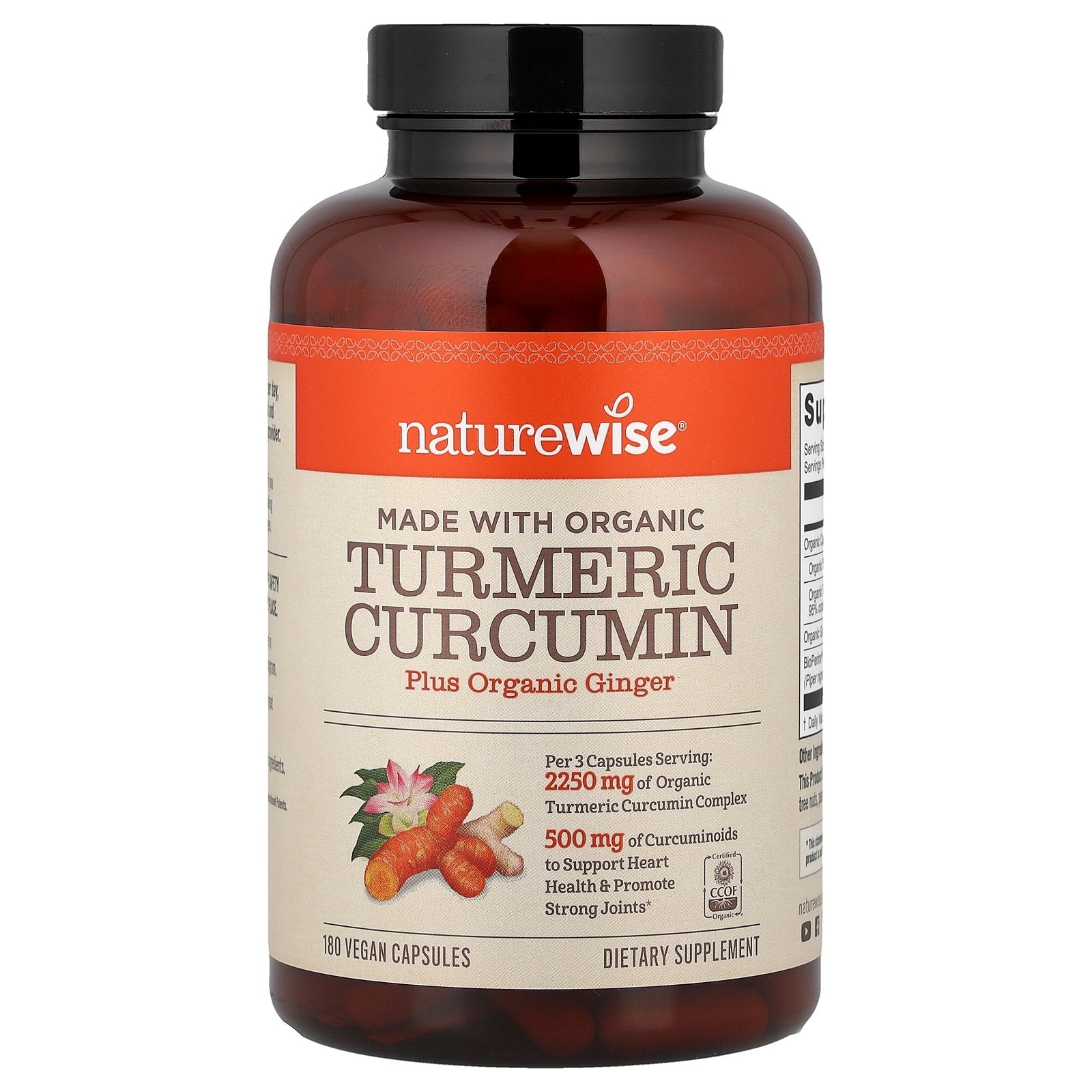 NatureWise, Organic Turmeric Curcumin, 180 Vegan Capsules
