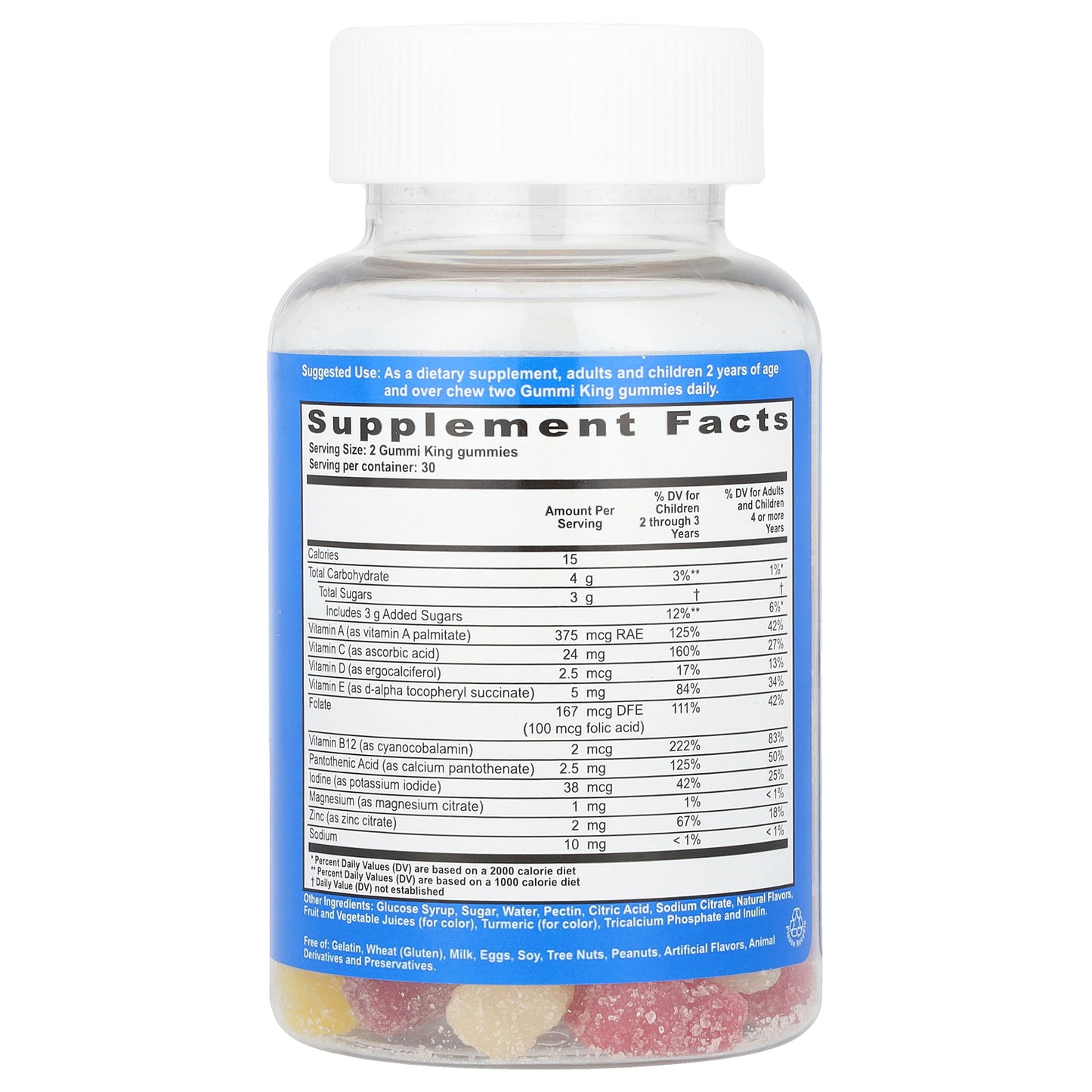 GummiKing, Multi Vitamin + Mineral Gummies for Kids, Strawberry, Orange, Lemon, Grape, Cherry and Grapefruit, 60 Gummies