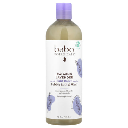 Babo Botanicals, Bubble Bath & Wash, Calming Lavender, 15 fl oz (450 ml)