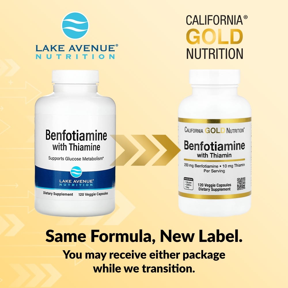 California Gold Nutrition, Benfotiamine with Thiamine, 250 mg, 120 Veggie Capsules