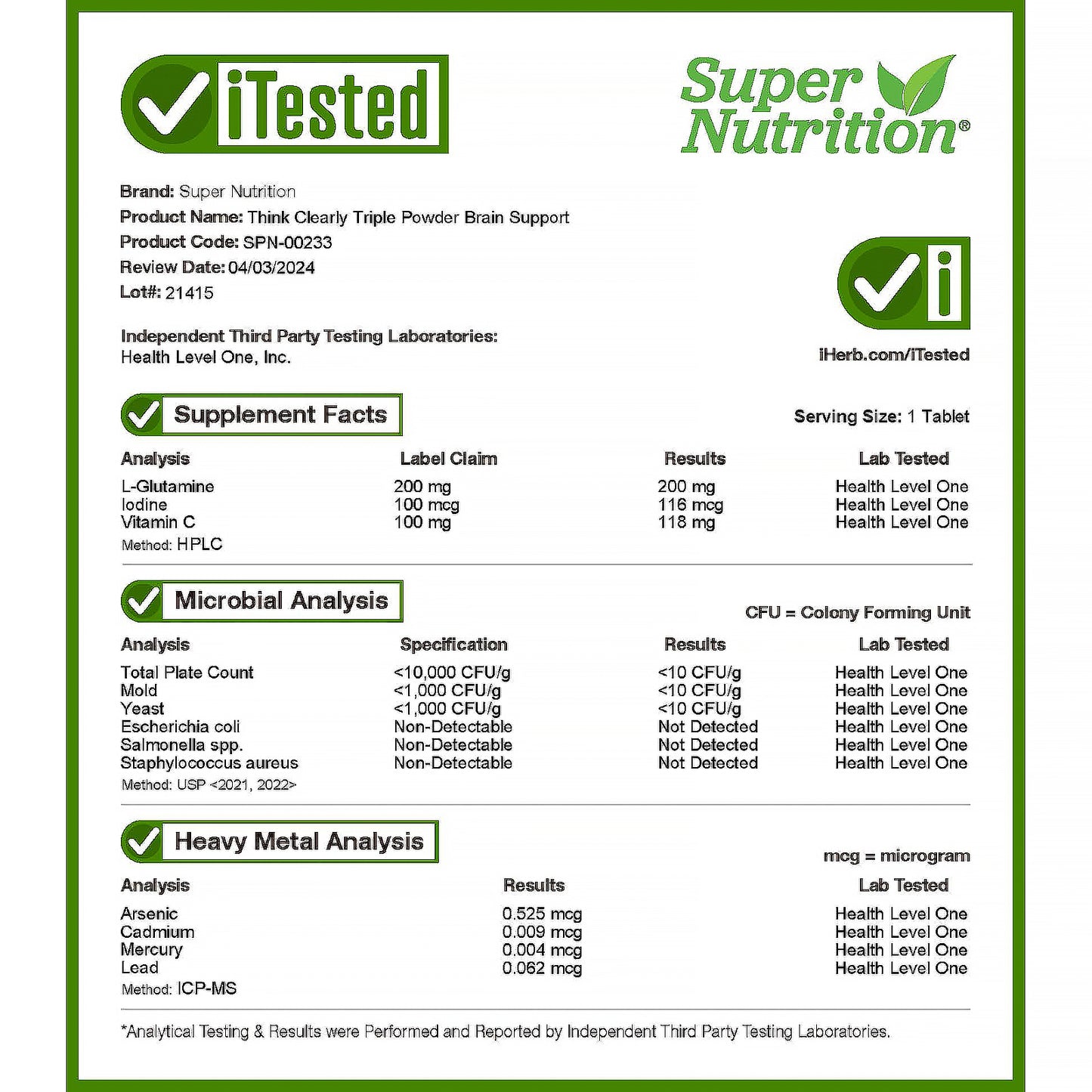 Super Nutrition, SimplyOne, Think Clearly, 30 Tablets