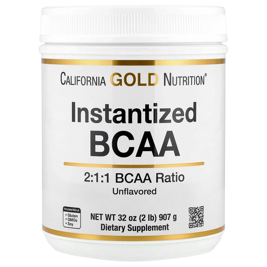 California Gold Nutrition, Instantized BCAA Powder with L-Leucine, L-Isoleucine, and L-Valine, Unflavored, 2 lb (907 g)
