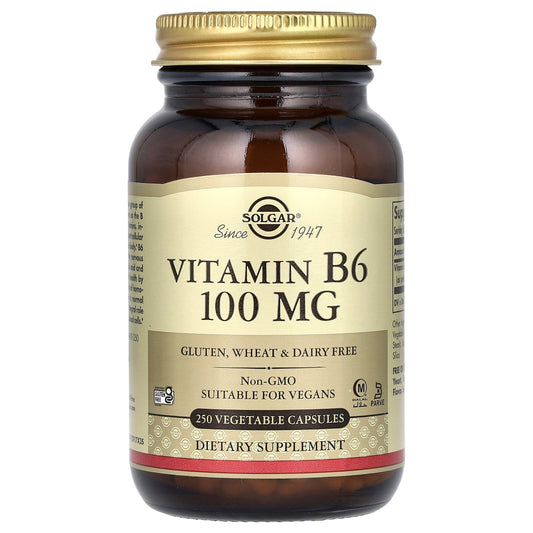 Solgar, Vitamin B6, 100 mg, 250 Vegetable Capsules