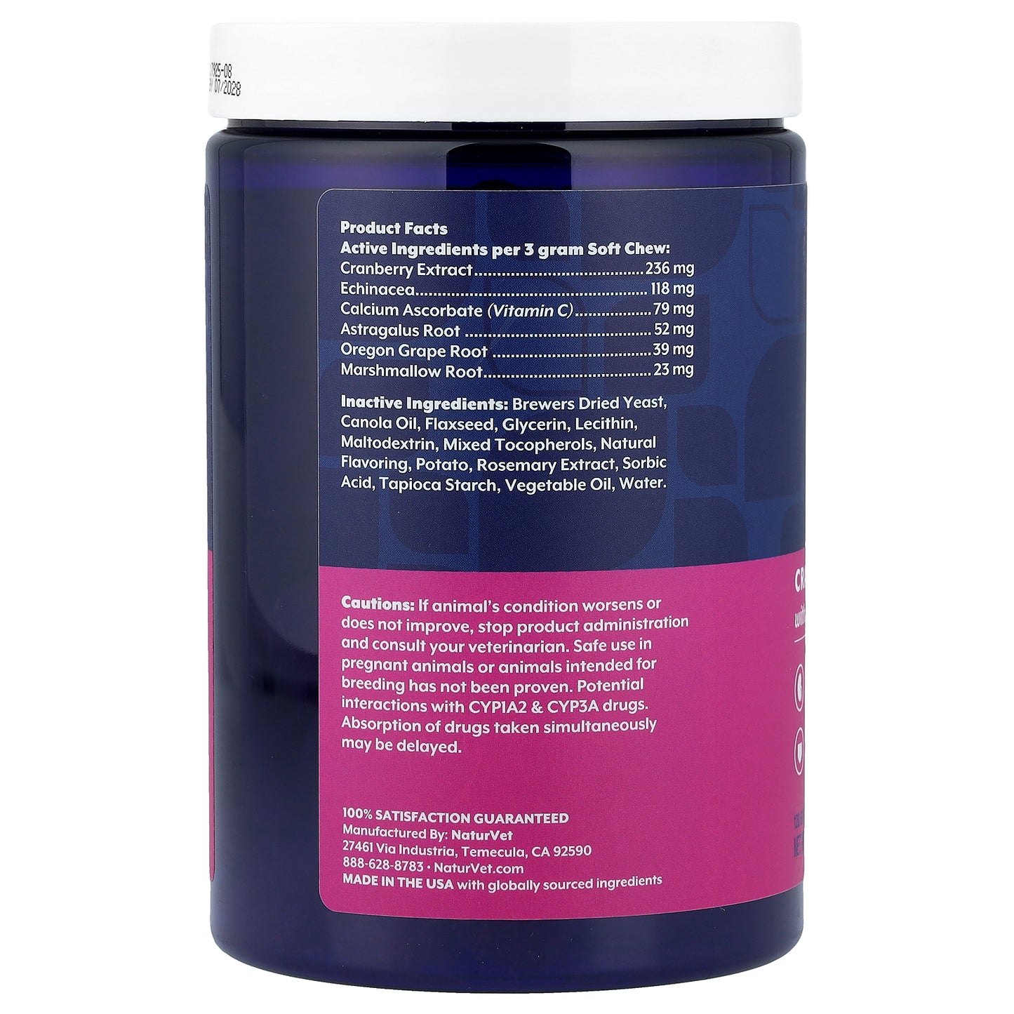 NaturVet, Cranberry Relief® With Echinacea, For Dogs, Bacon & Chicken, 120 Soft Chews, 12.6 oz (360 g)