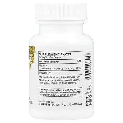 Thorne, D-5,000, 60 Capsules (125 mcg per Capsule)