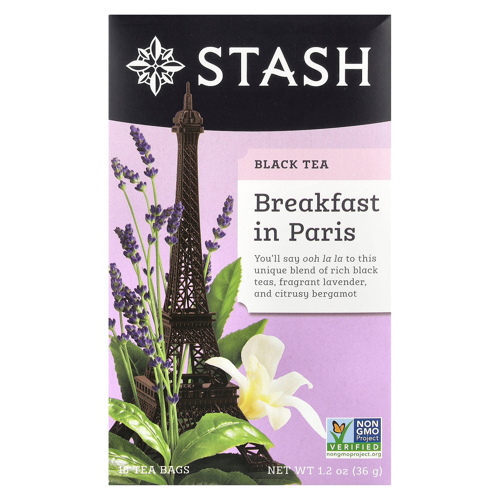 Stash Tea, Black Tea, Breakfast in Paris, 18 Tea Bags, 1.2 oz (36 g)