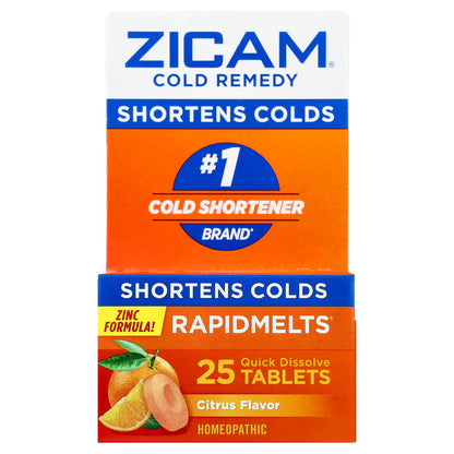 Zicam, Cold Remedy, RapidMelts®, Citrus, 25 Quick Dissolve Tablets