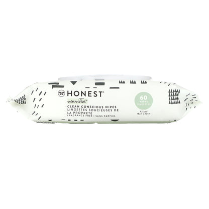 The Honest Company, Sensitive™ Clean Conscious Wipes, Fragrance Free, 60 Wipes