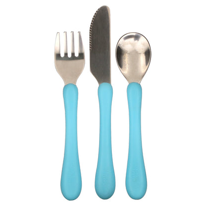 Green Sprouts, Learning Cutlery Set, 12+ Months, Aqua, 1 Set