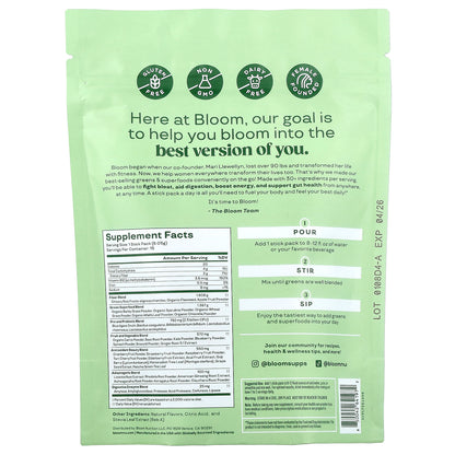 Bloom, Greens & Superfoods, Strawberry Kiwi, 15 Stick Packs, 0.21 oz (6.05 g) Each