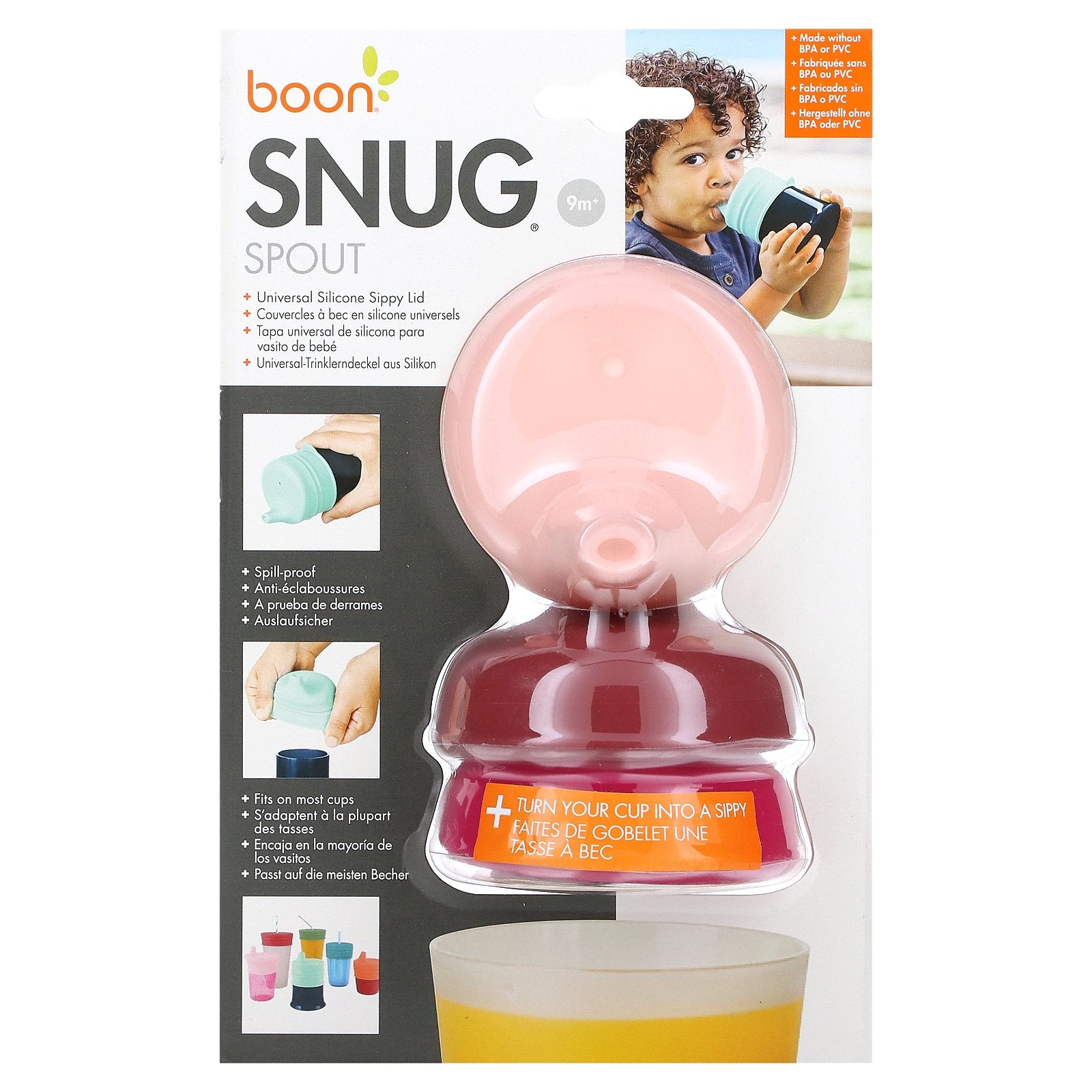 Boon, Snug Spout, Universal Sippy Lid, 9 Months +, 3 Lids