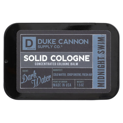 Duke Cannon Supply Co., Solid Cologne, Midnight Swim, Dark Water, 1.5 oz