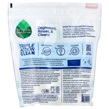 Seventh Generation, Dishwasher Detergent Packs, Free & Clear, 36 Packs, 21.3 oz (604 g)