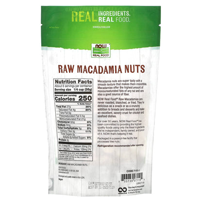 NOW Foods, Real Food, Raw Macadamia Nuts, Unsalted, 8 oz (227 g)