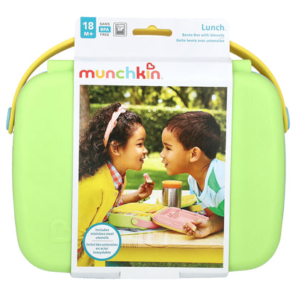 Munchkin, Lunch™, Bento Box With Utensils, 18 Months+, Green, 3 Piece Set