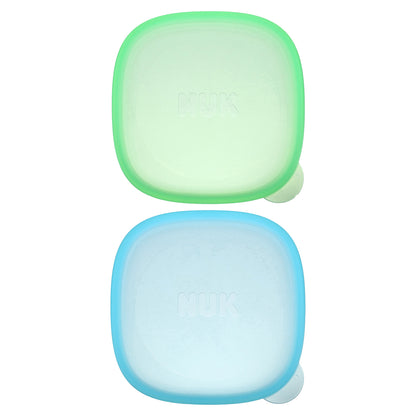 NUK, Suction Bowls, 6+ Months, Blue & Green, 2 Bowls + 2 Lids