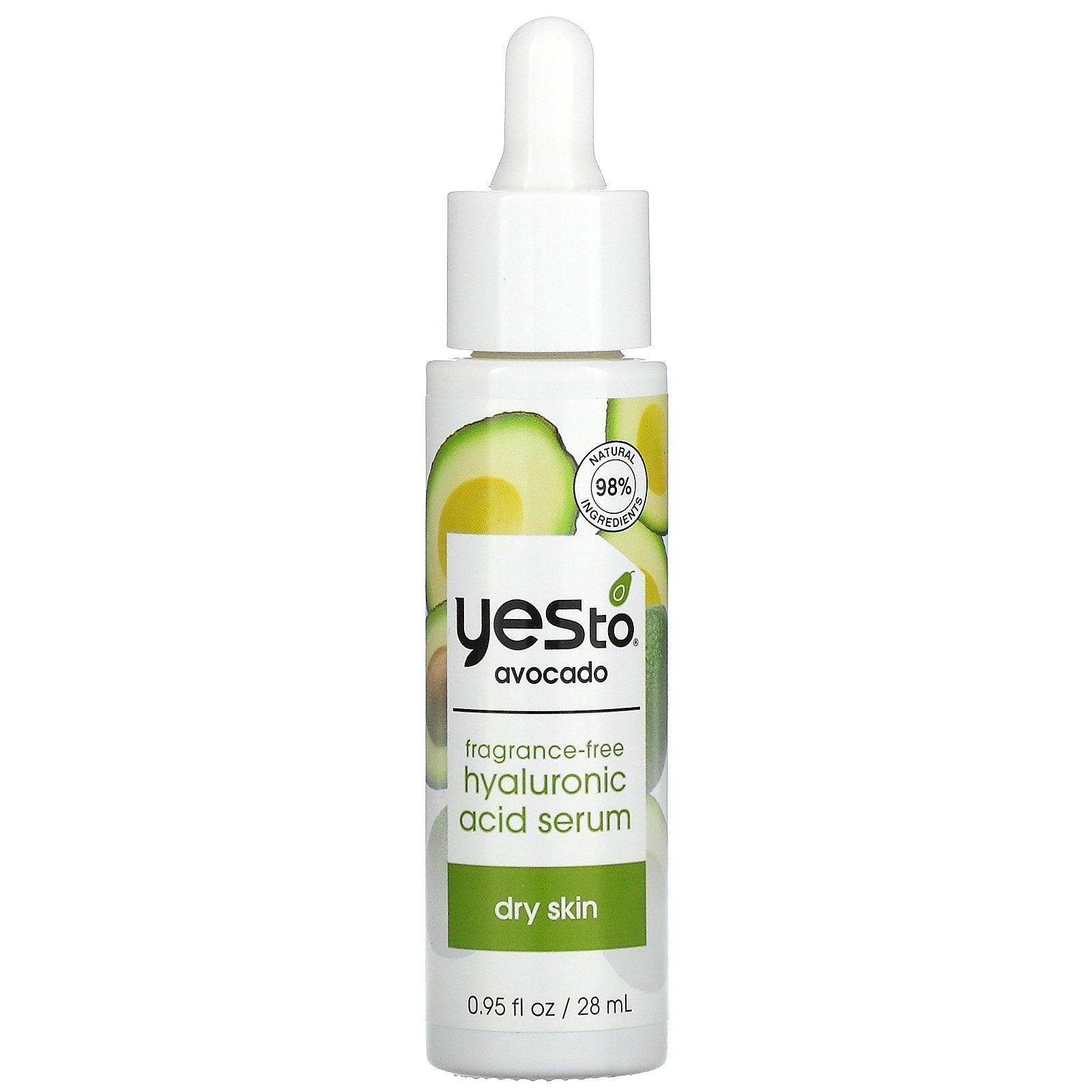 Yes To, Hyaluronic Acid Serum, Avocado, Fragrance Free, 0.95 fl oz (28 ml)