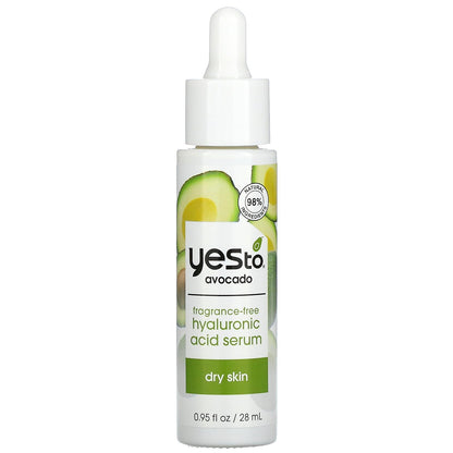 Yes To, Hyaluronic Acid Serum, Avocado, Fragrance Free, 0.95 fl oz (28 ml)