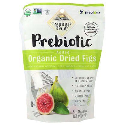 Sunny Fruit, Organic Dried Figs With Added Prebiotics, 5 Packs, 1.76 oz (50 g) Each