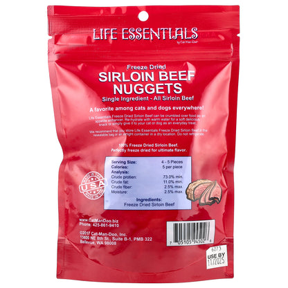 Cat-Man-Doo, Life Essentials, Freeze Dried Sirloin Beef Nuggets, For Cats and Dogs, 3 oz (85 g)