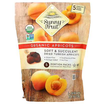 Sunny Fruit, Organic Dried Apricots, 5 Portion Packs, 1.76 oz (50 g) Each