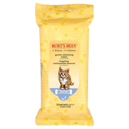 Burt's Bees, Gentle Cleansing Wipes with Buttermilk, For Kittens, 50 Count