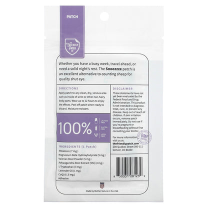 The Friendly Patch, Snoozzze, Melatonin Sleep Patch, 8 Patches