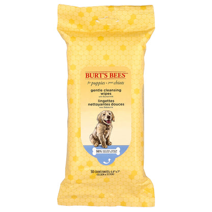 Burt's Bees, Gentle Cleansing Wipes with Buttermilk, For Puppies, 50 Count