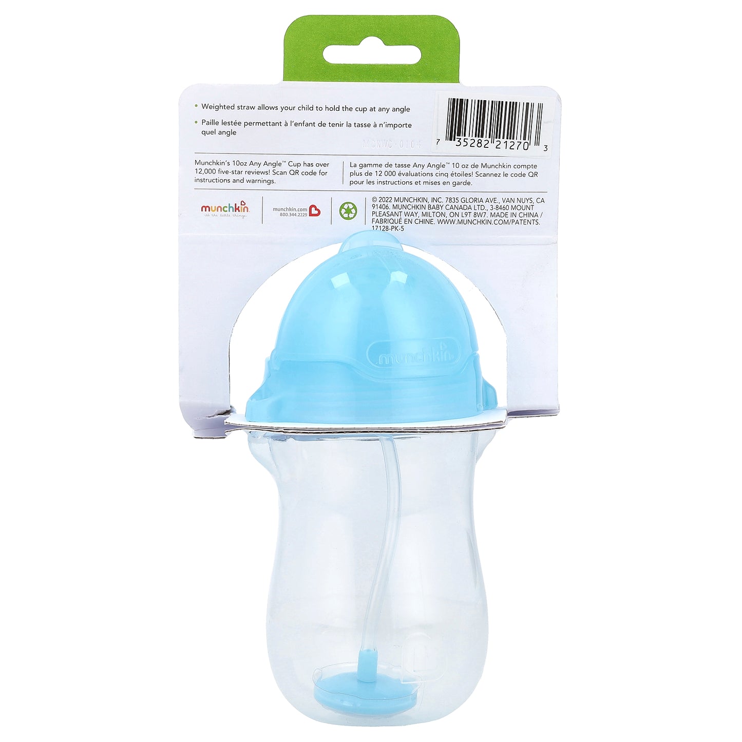 Munchkin, Any Angle™, Weighted Straw Cup, 12 Months +, Light Blue , 10 oz (296 ml)