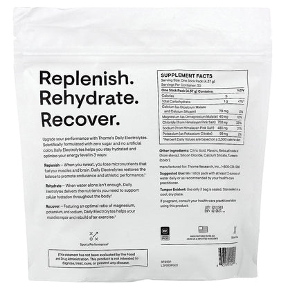 Thorne, Daily Electrolytes, Mango Limeade, 30 Stick Packs, 0.15 oz (4.37 g) Each