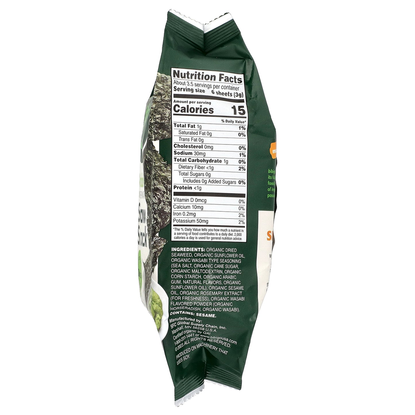 Bibigo, Seaweed Snack, Wasabi, 0.35 oz (10 g)