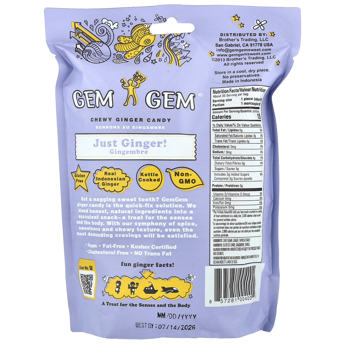 Jayone, Chewy Ginger Candy, Just Ginger!, 5 oz (141.8 g)