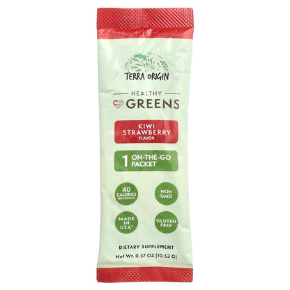 Terra Origin, Healthy Greens, Kiwi Strawberry, 15 On-The-Go Packets, 0.37 oz (10.52 g) Each