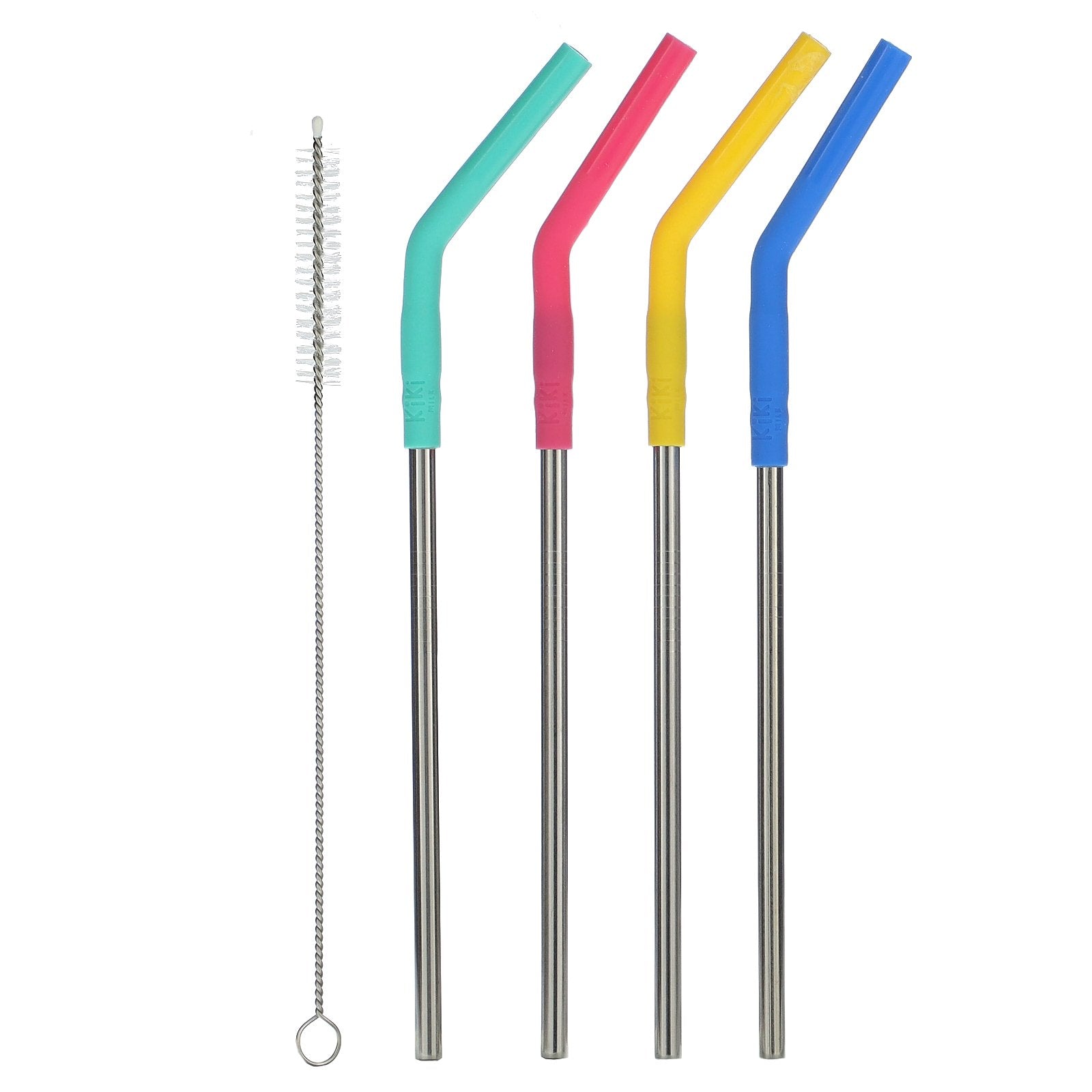 Kiki Milk, Silicone-Tipped Reusable Straws, 4 Straws