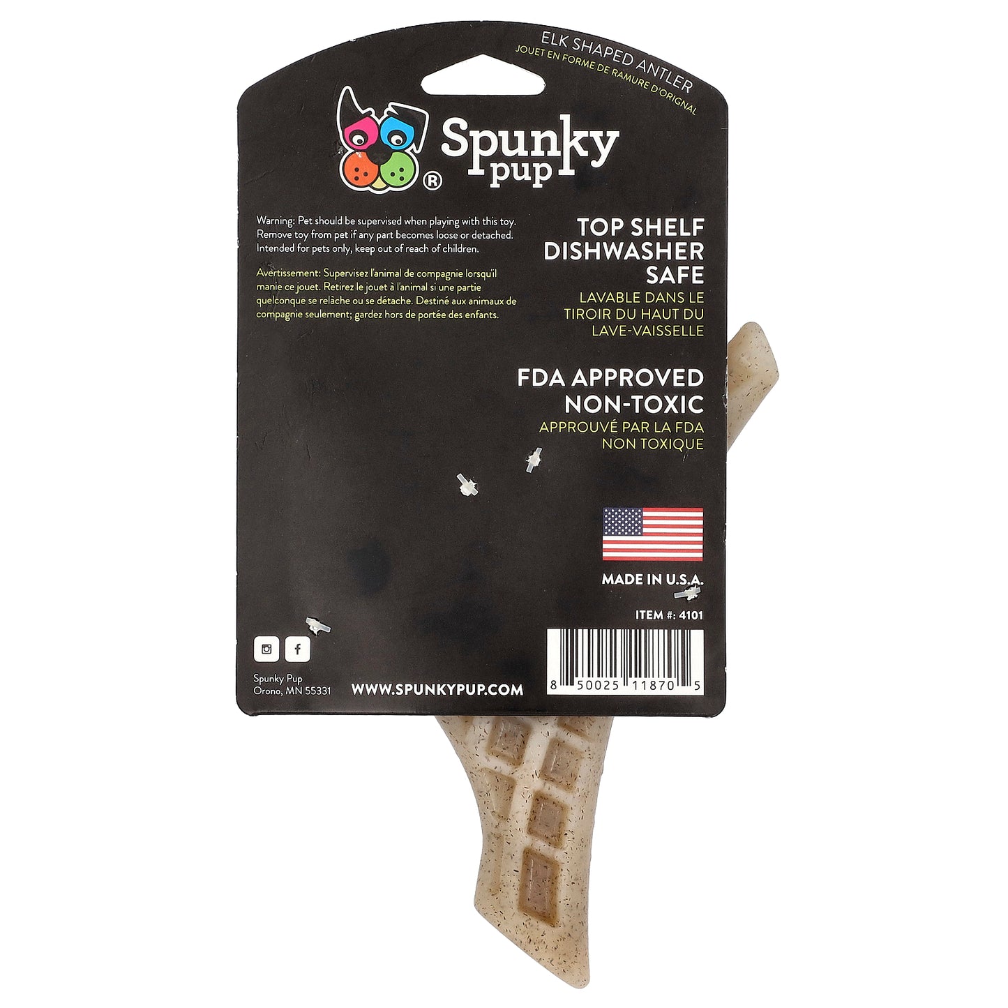 Spunky Pup, The Antler, Elk Shaped, Chew Toy, Chicken, 1 Count