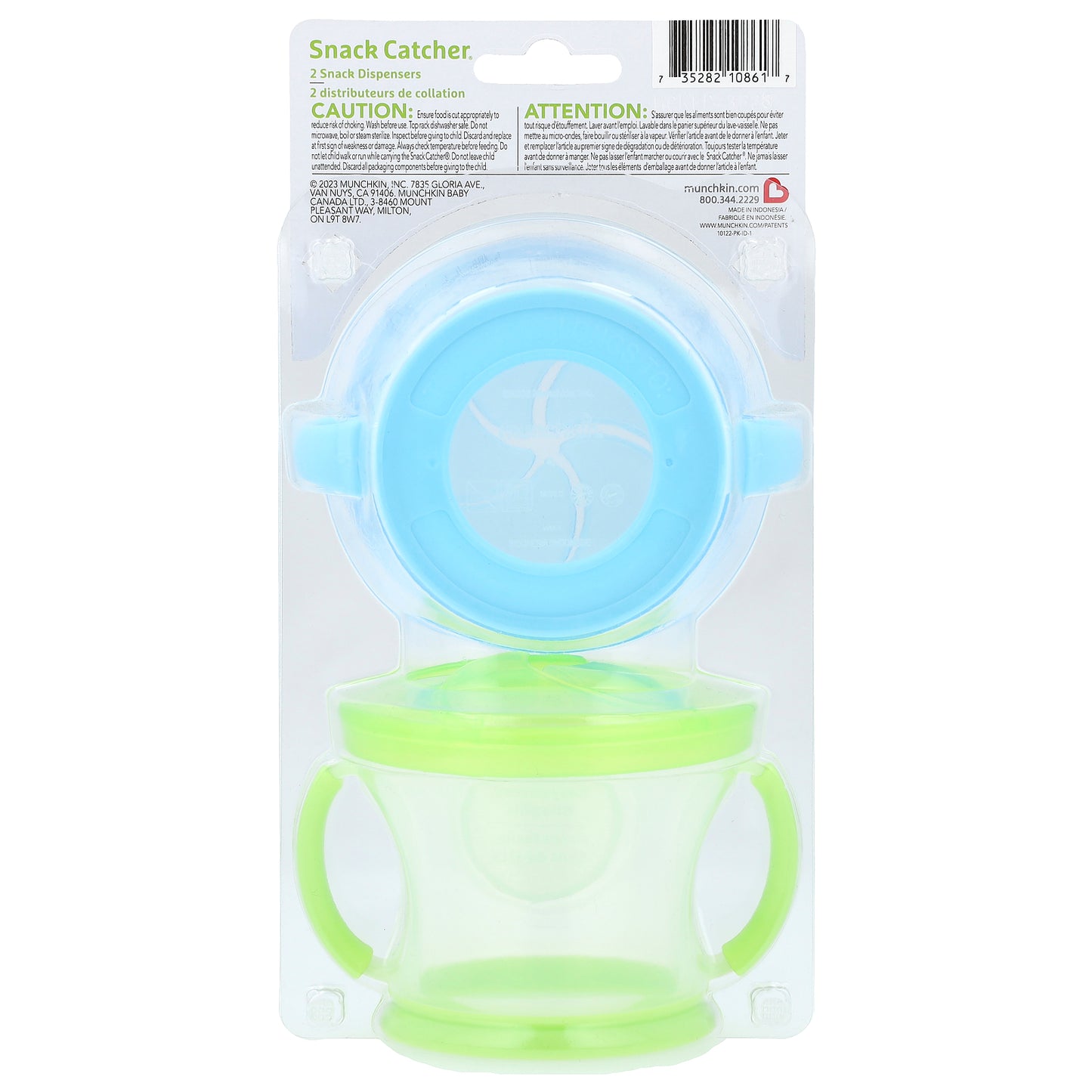 Munchkin, Snack Catcher™, Snack Dispensers, 12 Months+, Light Green & Light Blue, 2 Count