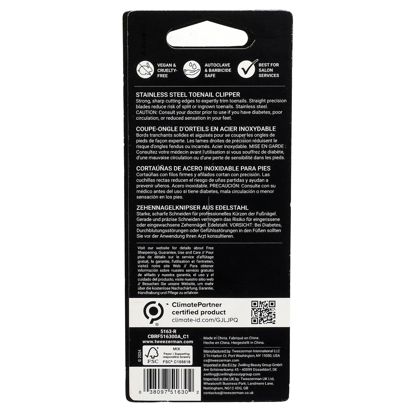 Tweezerman, Stainless Steel Toenail Clipper, 1 Count