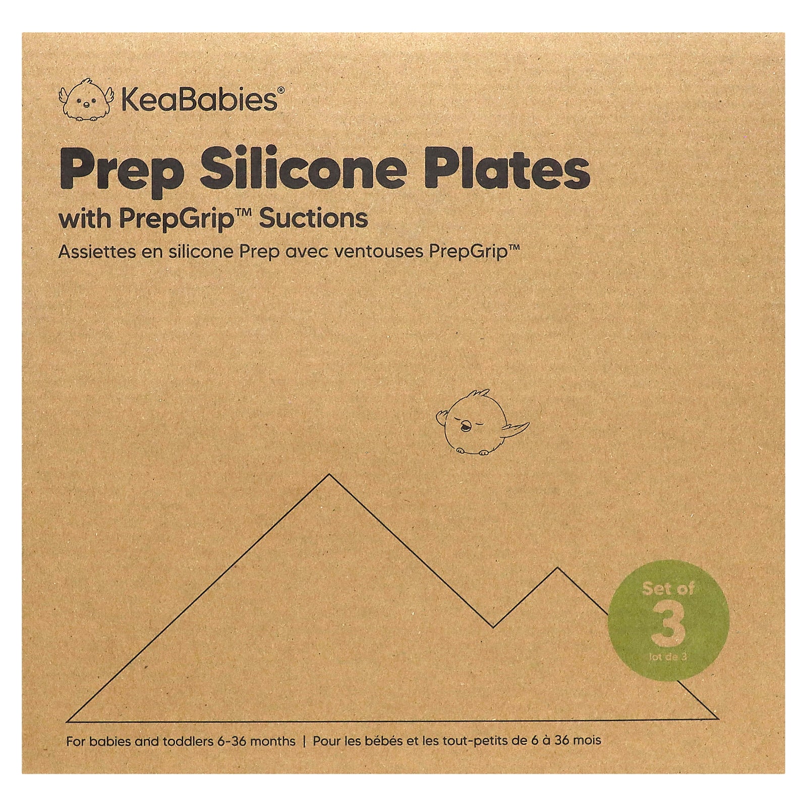 KeaBabies, Prep Silicone Plates with PrepGrip™  Suctions, 6-36 Months, Terra Cotta, 3 Pack